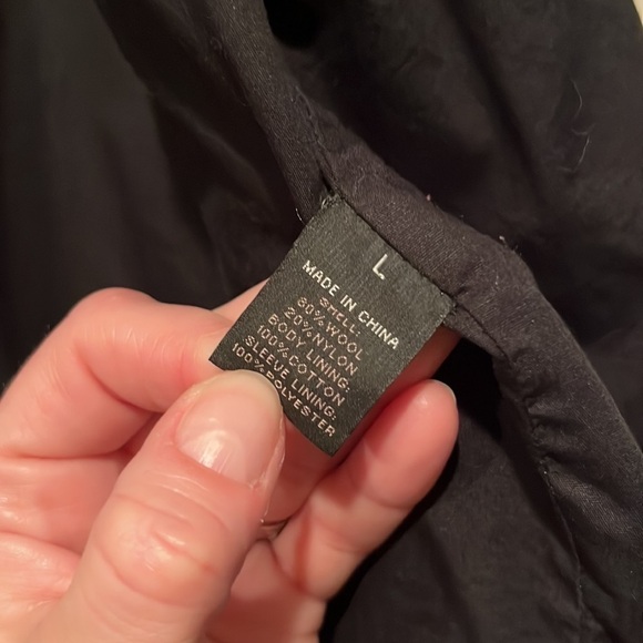 EXPRESS men’s classic black neutral wool blend full zip jacket/coat size Large - Picture 10 of 11